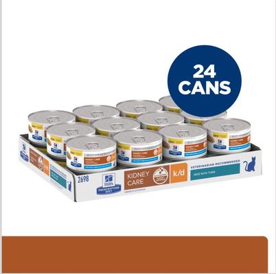 Bundle: Hill's Prescription Diet k/d Kidney Care with Chicken Dry Food + Pate with Tuna Wet Cat Food