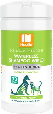 Toallitas de champú sin agua para perros y gatos con sabor a pepino y melón, 70 unidades