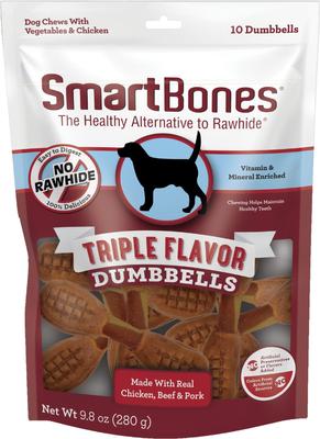 Triple Flavor Dumbbells Chicken Dog Treats, 10 count