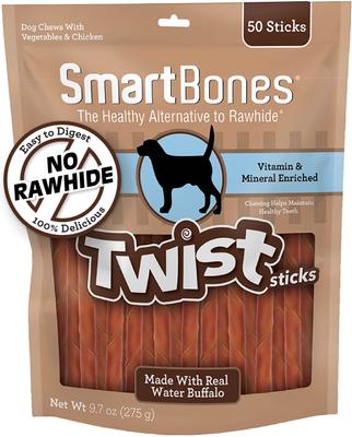 Twist Sticks Water Buffalo - Golosinas para perros (50 unidades)