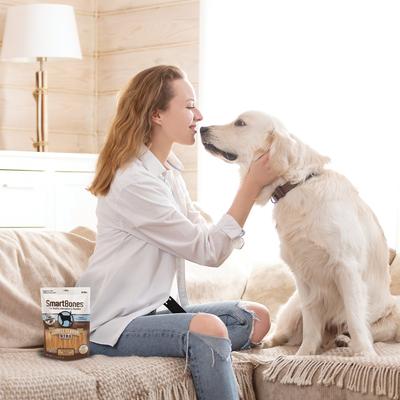 Costillas de triple sabor, pollo, ternera y mantequilla de cacahuete, premios para perros, 10 unidades