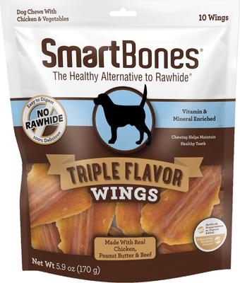 Triple Flavor Wings Peanut Butter Dog Treats, 10 count