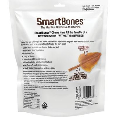 Alitas de mantequilla de maní con triple sabor para perros, 10 unidades