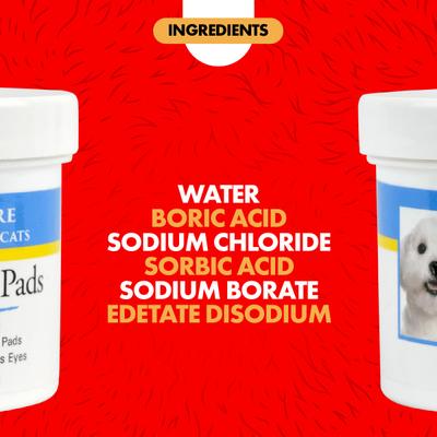 Almohadillas estériles para lavado de ojos para perros y gatos, 90 unidades