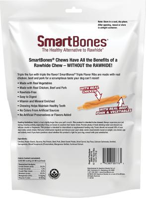 Costillas de triple sabor, premios para perros de pollo, res y cerdo, 10 unidades