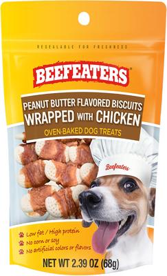 Peanut Butter Biscuit Chicken Jerky Dog Treats, 2.39-oz bag, case of 12