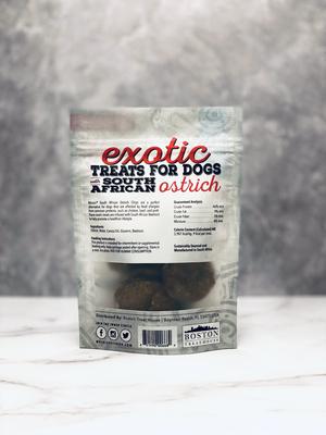 Galletas sudafricanas de avestruz con infusión de remolacha, cecina para perros, bolsa de 2.5 oz