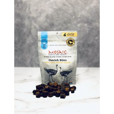 Bocados de avestruz sudafricanos, premios de cecina con infusión de mango para perros, bolsa de 85 g