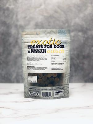 South African Ostrich Bites Mango Infused Jerky Dog Treats, 3-oz bag