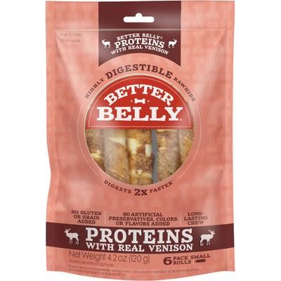 Rollitos de proteína con salmón real, golosina masticable de cuero crudo altamente digestible para perros, tamaño pequeño, 6 unidades