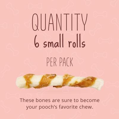 Proteins Rolls with Real Venison Highly Digestible Rawhide Dog Treat Chew, Small, 6 count