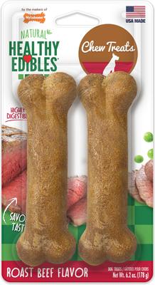 Healthy Edibles Longer Lasting Chicken Flavor Dog Bone Treats, Medium, 2 count