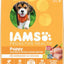 Paquete: Alimento seco para cachorros Iams Proactive Health con fórmula alta en proteínas y DHA con pollo real + Alimento húmedo clásico para cachorros con pollo molido y arroz