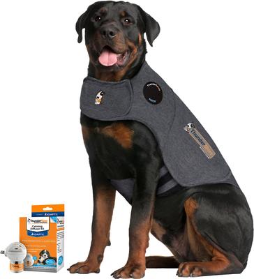 Bundle: ThunderShirt Classic Anxiety & Calming Vest, Heather Grey, Medium + ThunderEase Calming Diffuser for Dogs