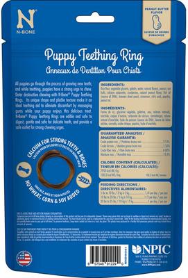 Bundle: Variety Pack - N-Bone Puppy Teething Ring Pumpkin Flavor Dog Treats, 6 count, Peanut Butter & Salmon Flavors