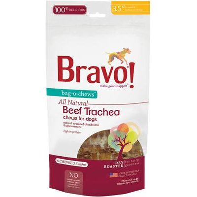 Bag-O-Chews Beef Trachea Minis - Golosinas para perros asadas en seco, bolsa de 7 oz