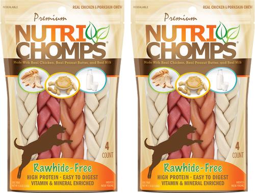 6" Assorted Flavor Braid Dog Treats, 4 count