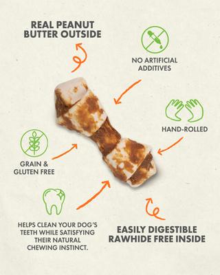 Hide Free Peanut Butter Mini Knot Dog Chew Treat, 12 count