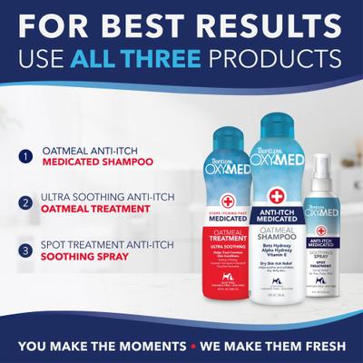 Champú medicado antipicazón para perros OxyMed, botella de 20 onzas líquidas