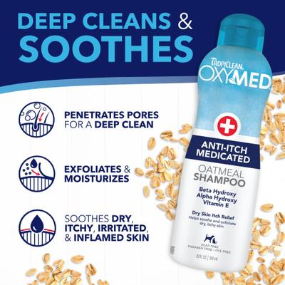 Champú medicado antipicazón para perros OxyMed, botella de 20 onzas líquidas