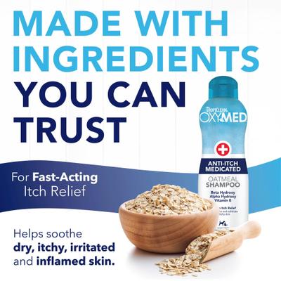 Champú medicado antipicazón para perros OxyMed, botella de 20 onzas líquidas