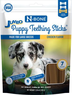 Chicken Flavor Puppy Jumbo Teething Sticks Dental Dog Treats, 7 count