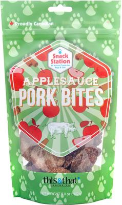 Snack Station Applesauce Pork Bites Dehydrated Dog Treats, 5-oz bag
