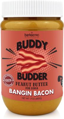 Golosinas para lamer para perros Banging Bacon Buddy Budder, frasco de 17 oz