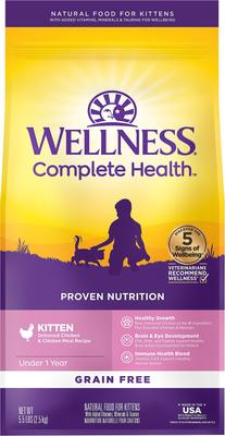 Bundle: Wellness Complete Health Kitten Formula Grain-Free Canned Cat Food, 3-oz, case of 24 + Wellness Complete Health Natural Grain-Free Deboned Chicken & Chicken Meal Dry Kitten Food, 5.5-lb bag