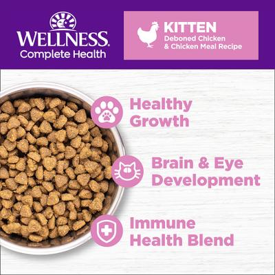 Bundle: Wellness Complete Health Kitten Formula Grain-Free Canned Cat Food, 3-oz, case of 24 + Wellness Complete Health Natural Grain-Free Deboned Chicken & Chicken Meal Dry Kitten Food, 5.5-lb bag