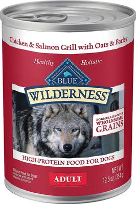 Bundle: Blue Buffalo Wilderness Salmon & Chicken Grill with Oats & Barley Adult Wet Dog Food, 12.5-oz, case of 12 + Blue Buffalo Wilderness Beef & Chicken Grill with Oats & Barley Adult Wet Dog Food, 12.5-oz, case of 12