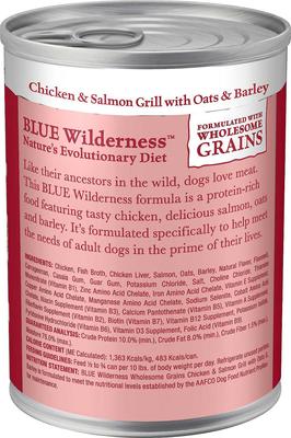 Bundle: Blue Buffalo Wilderness Salmon & Chicken Grill with Oats & Barley Adult Wet Dog Food, 12.5-oz, case of 12 + Blue Buffalo Wilderness Beef & Chicken Grill with Oats & Barley Adult Wet Dog Food, 12.5-oz, case of 12