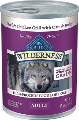 Bundle: Blue Buffalo Wilderness Salmon & Chicken Grill with Oats & Barley Adult Wet Dog Food, 12.5-oz, case of 12 + Blue Buffalo Wilderness Beef & Chicken Grill with Oats & Barley Adult Wet Dog Food, 12.5-oz, case of 12