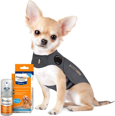 Bundle: ThunderShirt Classic Anxiety & Calming Vest, Heather Grey, X-Small + ThunderEase Pheromone Spray for Dogs