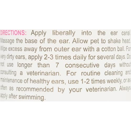 Solución de limpieza de oídos para perros y gatos, botella de 16 onzas líquidas
