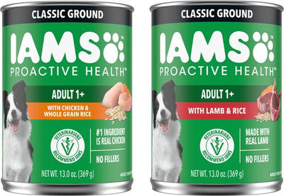 Bundle: Iams ProActive Health Adult with Chicken & Whole Grain Rice + Lamb & Rice Ground Canned Dog Food