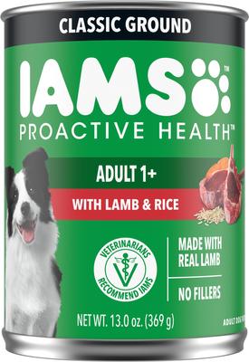 Bundle: Iams ProActive Health Adult with Chicken & Whole Grain Rice + Lamb & Rice Ground Canned Dog Food