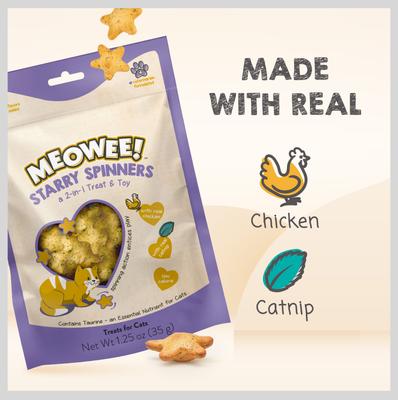 Starry Spinners with Real Chicken, Chicken Liver & Catnip Crunchy Cat Treat, 1.25-oz bag