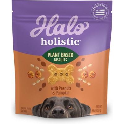 Premios veganos para perros a base de plantas con cacahuetes y calabaza, 8 oz