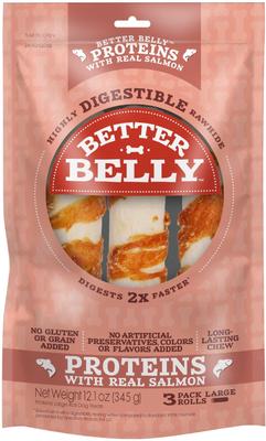 Proteins Rolls with Real Venison Highly Digestible Rawhide Dog Treat Chew, Large, 3 count