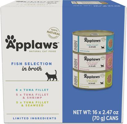Fish Selection in Broth Variety Pack Wet Cat Food, 2.47-oz can, case of 16