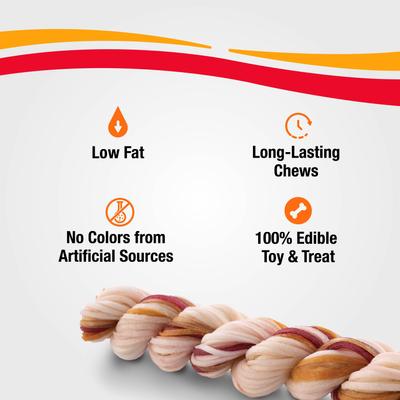 Triple Flavor Twist Ropes Pork, Beef & Chicken Dog Treat Chews, Large, 3 count