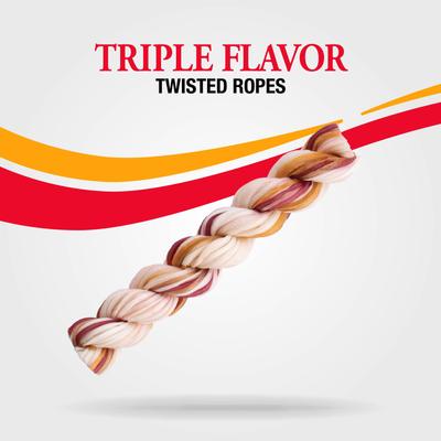 Triple Flavor Twist Ropes Pork, Beef & Chicken Dog Treat Chews, Large, 3 count
