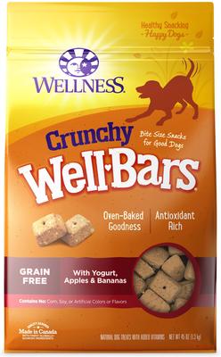 Crunchy WellBars - Barritas horneadas de yogur sin cereales, manzanas y plátanos para perros (bolsa de 1,27 kg)