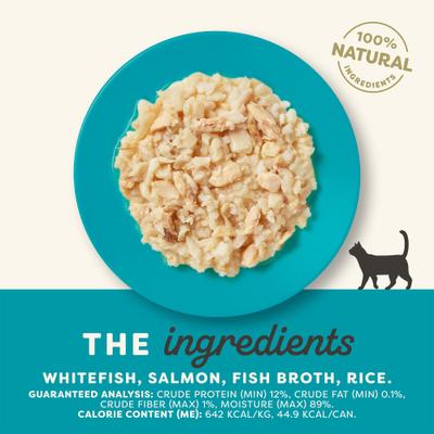 Whitefish with Salmon in Broth Wet Cat Food, 2.47-oz can, case of 24