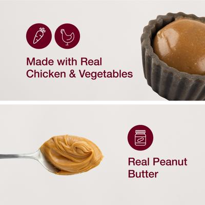 Deliciosas tazas masticables para perros con mantequilla de maní y sin cuero crudo, 5 unidades