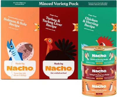 Chicken, Herring, Salmon & Turkey Variety Pack Minced Wet Cat Food, 5.5-oz can, case of 12