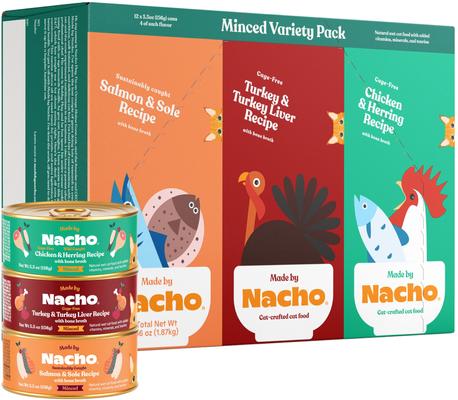 Chicken, Herring, Salmon & Turkey Variety Pack Minced Wet Cat Food, 5.5-oz can, case of 12