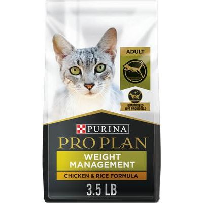 Alimento seco para gatos adultos con fórmula de pollo y arroz para el control de peso, bolsa de 3.5 lb