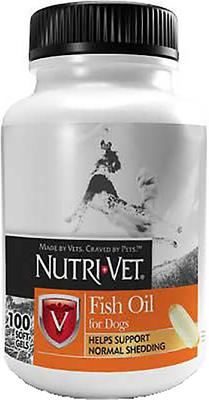 Bundle: Nutri-Vet Fish Oil Dog Softgels, 100 count + Nutri-Vet Shed Defense Dog Soft Chews, 5.3-oz bag